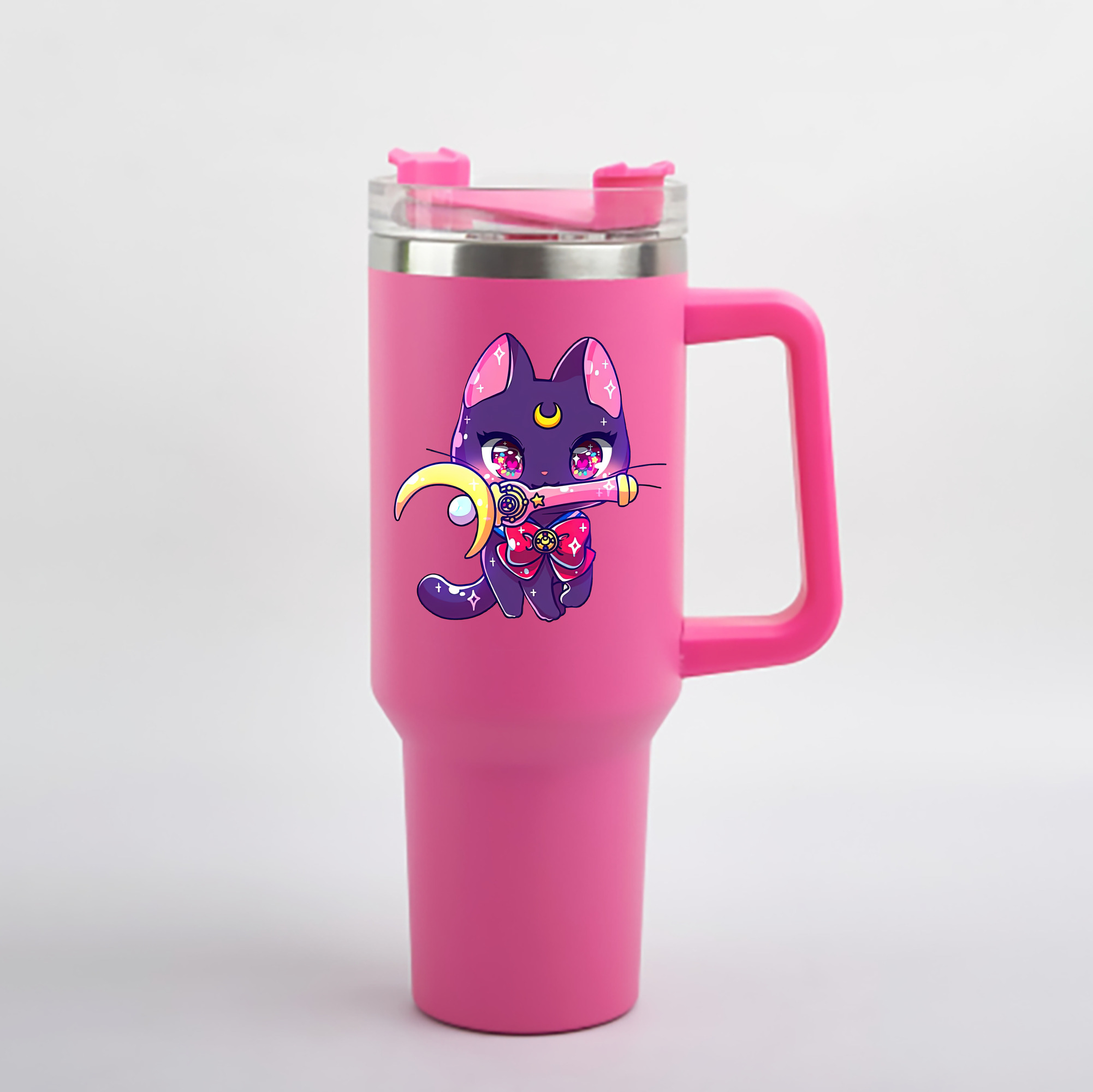 （画像用） 美少女戦士セーラームーン Sailor Moon 1200mL車用タンブラー - クリスタルステッカー（プラスチックストロー付き）